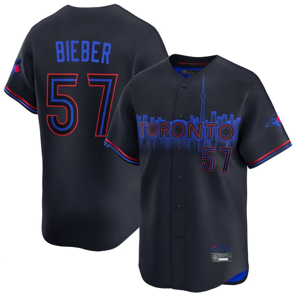 Choea T.Blue Jays #57 Shane Bieber Player Black City Connect Limited Home Stitched Jerseys