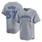 Choea T.Blue Jays #57 Shane Bieber Player Gray Home Stitched Jerseys