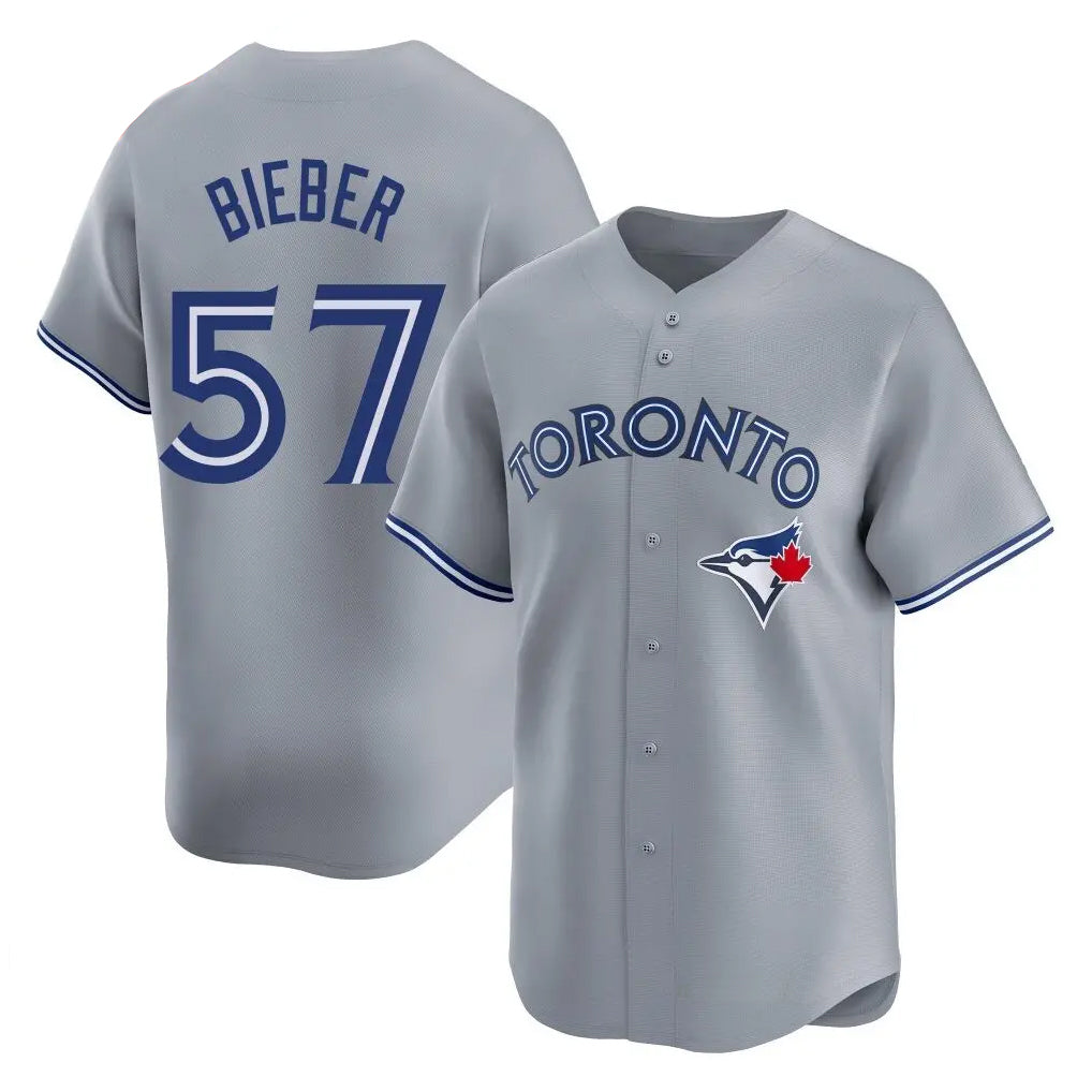 Choea T.Blue Jays #57 Shane Bieber Player Gray Home Stitched Jerseys