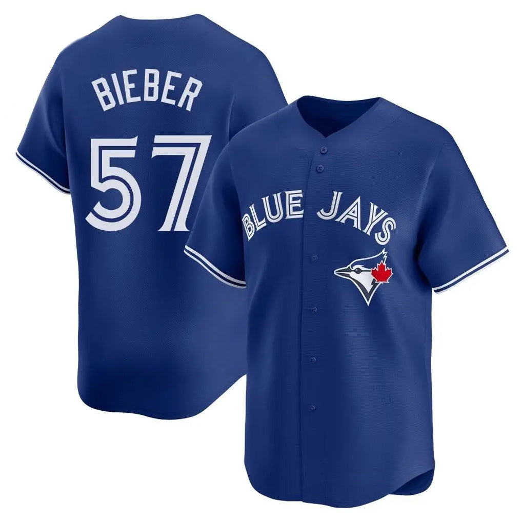 Choea T.Blue Jays #57 Shane Bieber Player Royal Home Stitched Jerseys