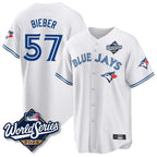 Choea T.Blue Jays #57 Shane Bieber Player White 2025 World Series All Stitched Jerseys
