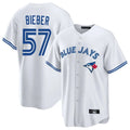 Choea T.Blue Jays #57 Shane Bieber Player White Game Stitched Jerseys