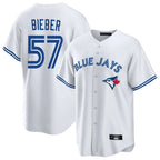 Choea T.Blue Jays #57 Shane Bieber Player White Game Stitched Jerseys