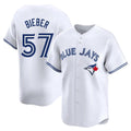Choea T.Blue Jays #57 Shane Bieber Player White Limited Home Stitched Jerseys