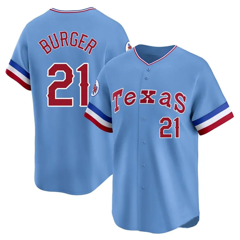 Choea T.Rangers #21 Jake Burger Player Light Blue Cooperstown Collection Limited Stitched Jerseys