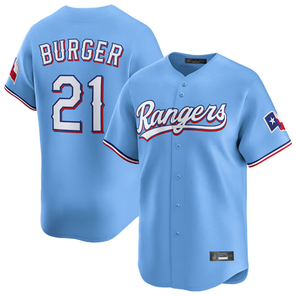 Choea T.Rangers #21 Jake Burger Player Light Blue Home Limited Stitched Jerseys