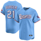 Choea T.Rangers #21 Jake Burger Player Light Blue Home Limited Stitched Jerseys