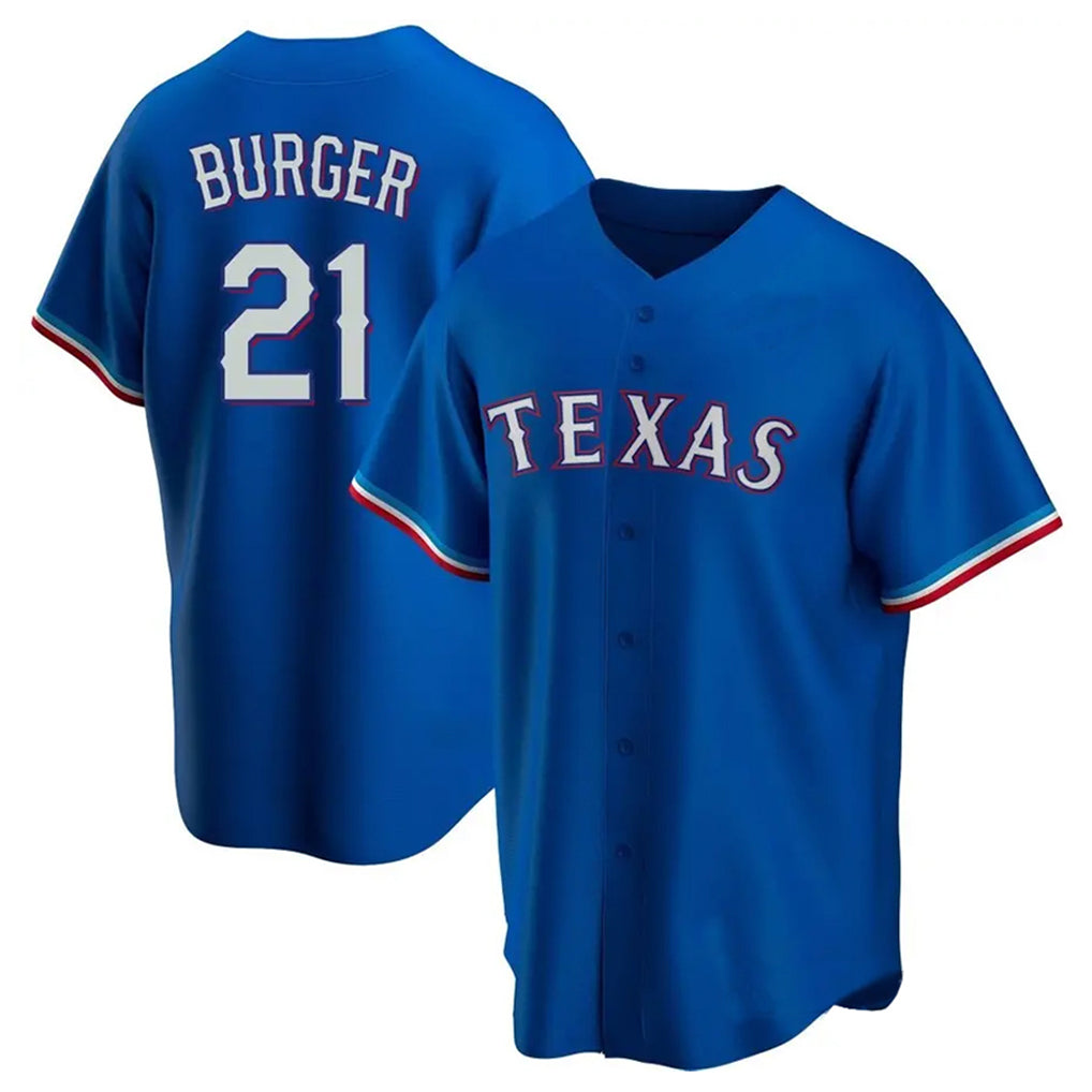 Choea T.Rangers #21 Jake Burger Player Royal Home Replica Game Stitched Jerseys