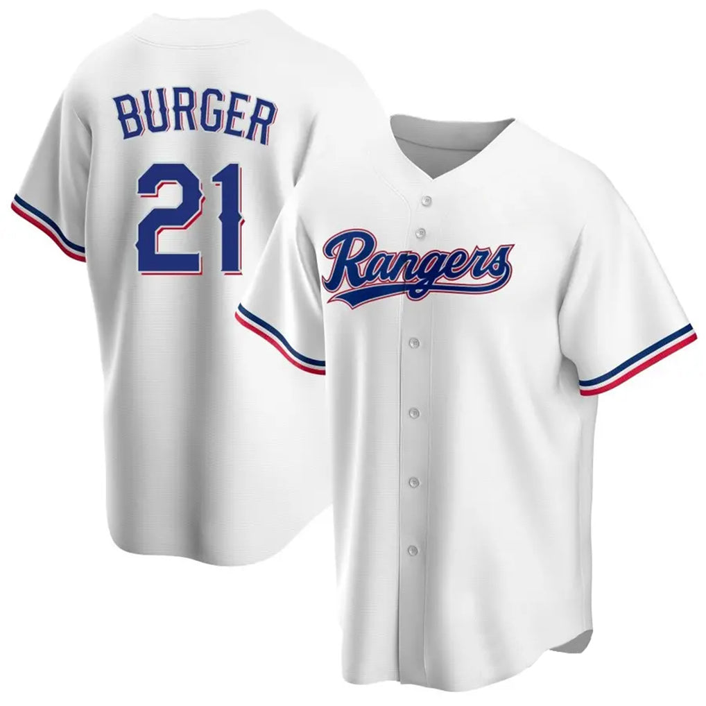 Choea T.Rangers #21 Jake Burger Player White Home Game Stitched Jerseys