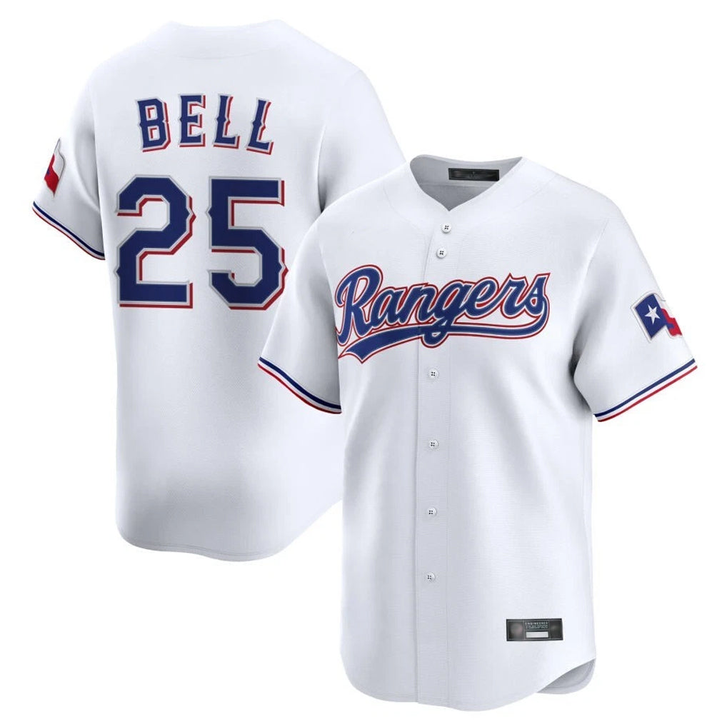 Choea T.Rangers #25 Buddy Bell Player White Home Limited Stitched Jerseys