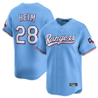 Choea T.Rangers #28 Jonah Heim Player Light Blue Home Limited Stitched Jerseys