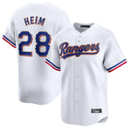 Choea T.Rangers #28 Jonah Heim Player White Gold Collection Limited Stitched Jerseys