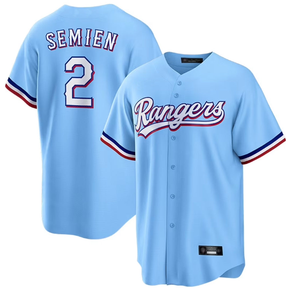 Choea T.Rangers #2 Marcus Semien Player Light Blue Replica Game Stitched Jerseys