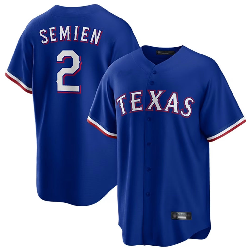 Choea T.Rangers #2 Marcus Semien Player Royal Home Game Stitched Jerseys