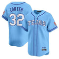 Choea T.Rangers #32 Evan Carter Player Blue 2026 City Connect Premier Stitched Jerseys