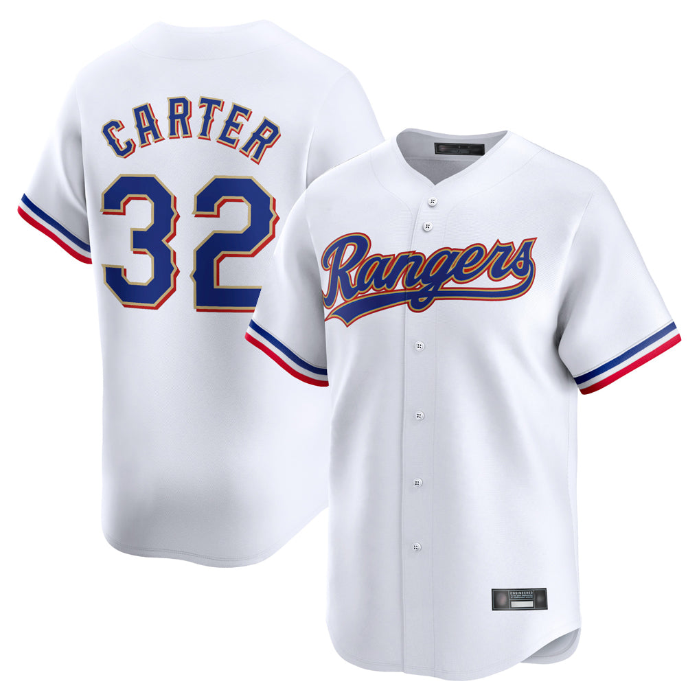 Choea T.Rangers #32 Evan Carter Player Gold Collection Limited Edition White Stitched Jerseys