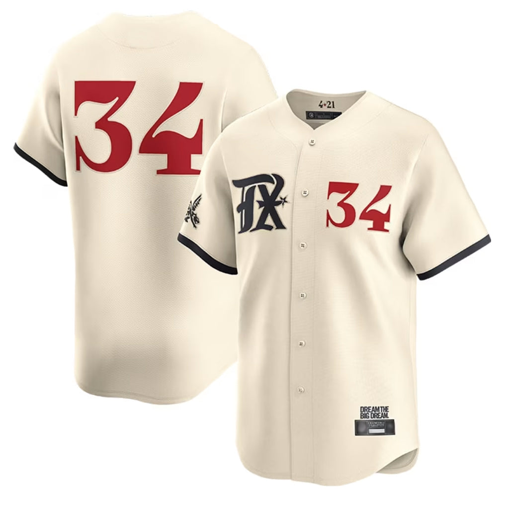 Choea T.Rangers #34 Nolan Ryan Player Cream City Connect Limited Cream Stitched Jerseys