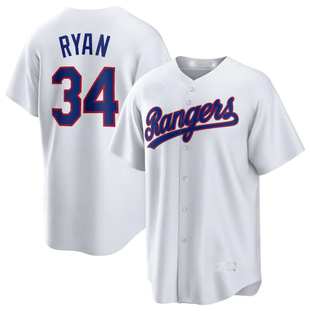 Choea T.Rangers #34 Nolan Ryan Player White Home Game Stitched Jerseys