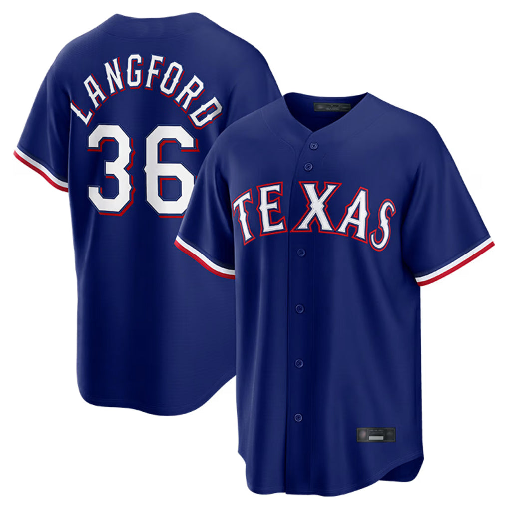 Choea T.Rangers #36 Wyatt Langford Player Royal Home Game Stitched Jerseys