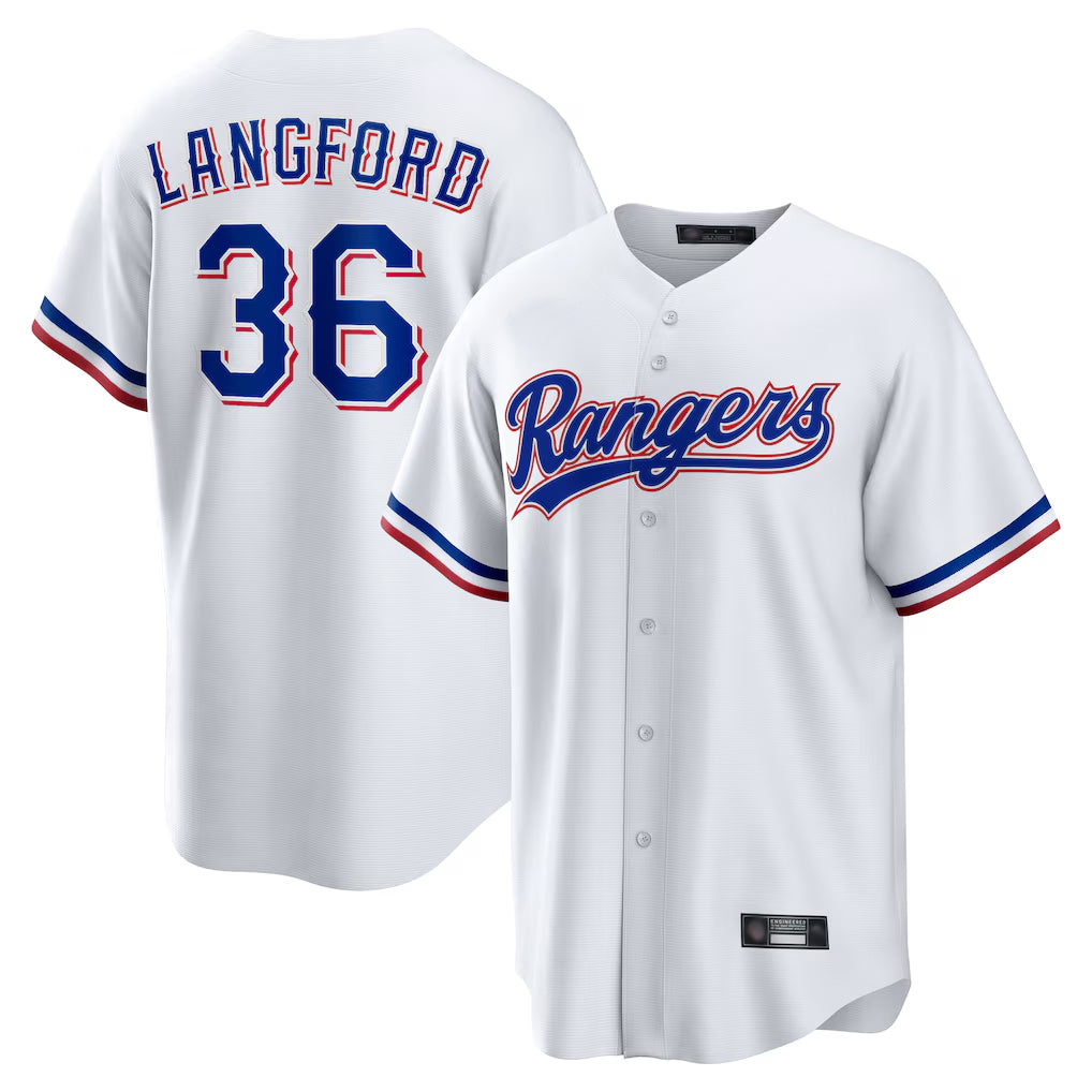Choea T.Rangers #36 Wyatt Langford Player White Home Game Stitched Jerseys
