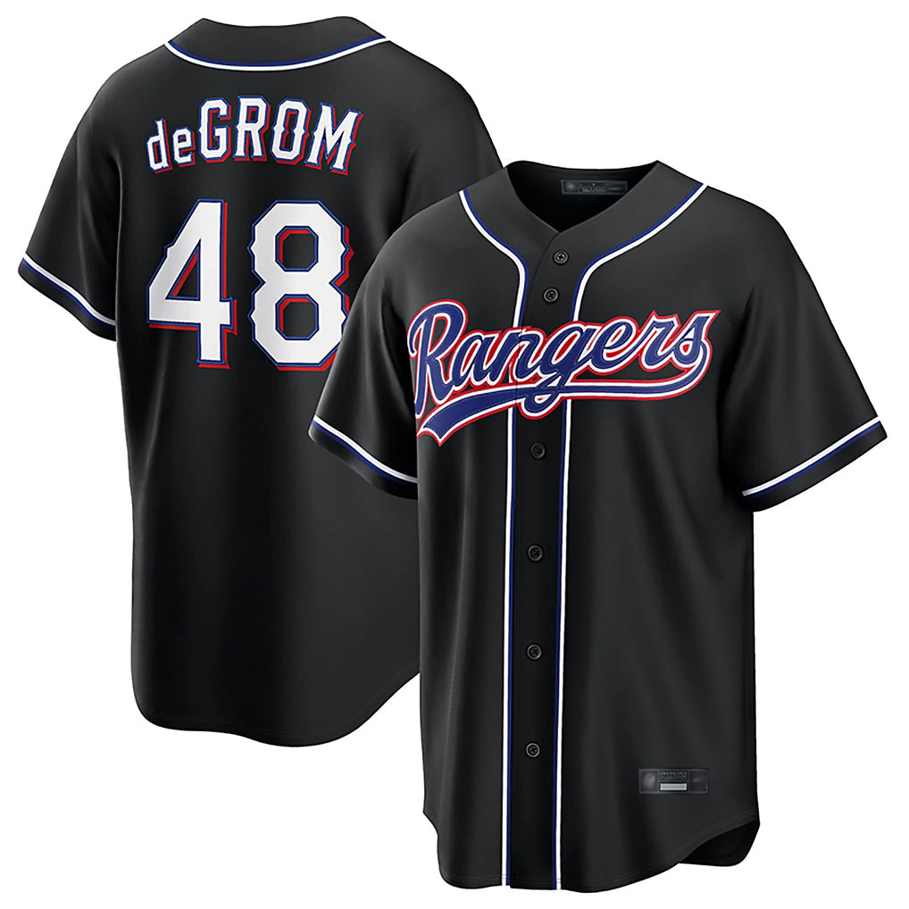 Choea T.Rangers #48 Jacob deGrom Player Black 2026 Out Fashion Replica Stitched Jerseys