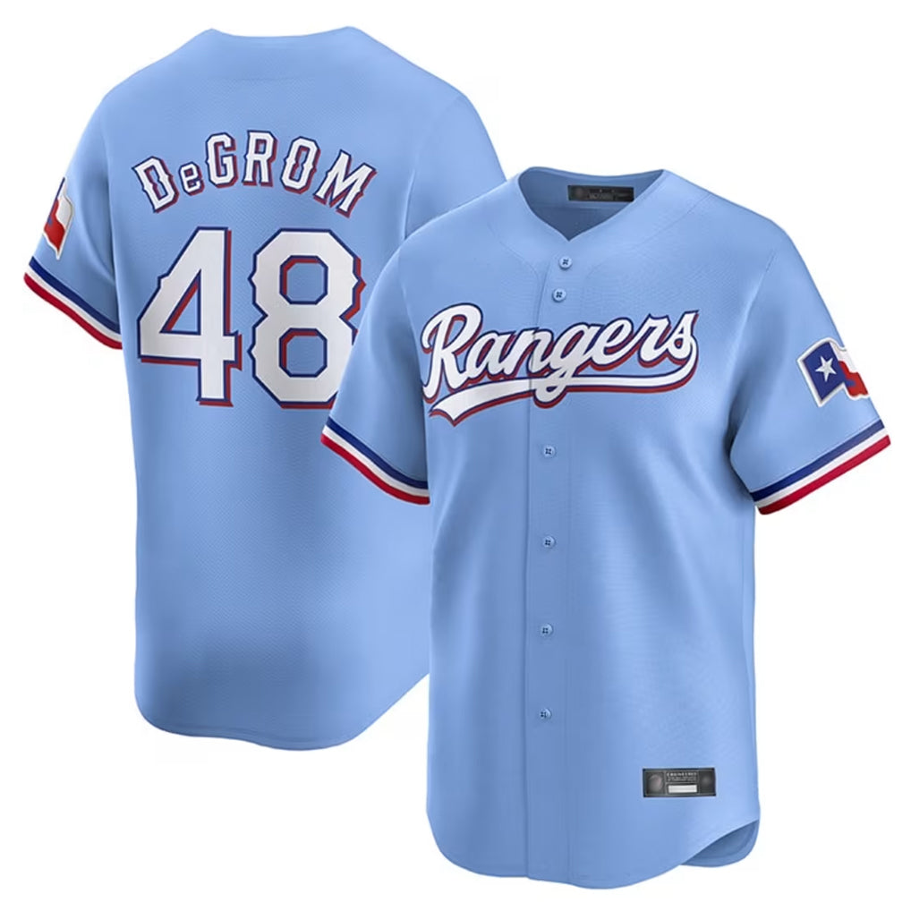 Choea T.Rangers #48 Jacob deGrom Player Light Blue Home Limited Stitched Jerseys