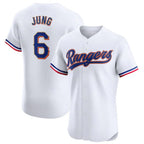Choea T.Rangers #6 Josh Jung Player Gold Collection Elite Limited White Stitched Jerseys