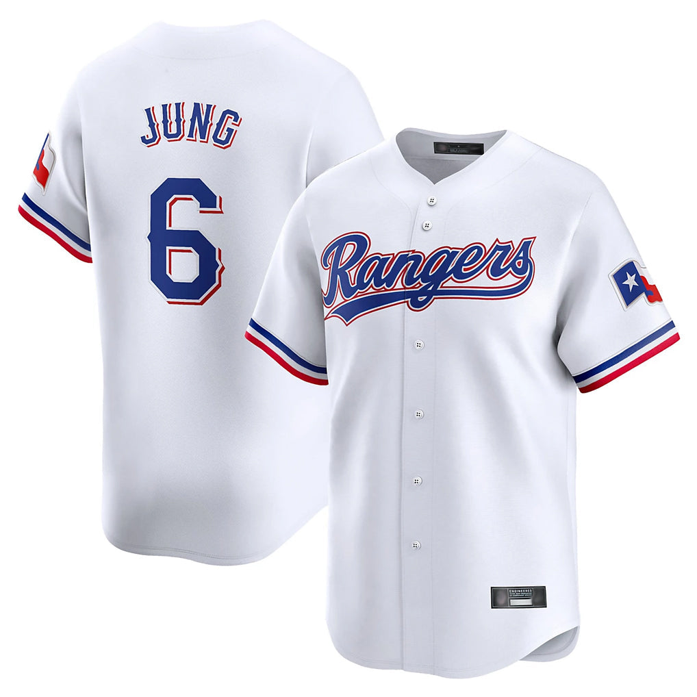 Choea T.Rangers #6 Josh Jung Player White&Blue Home Limited Stitched Jerseys