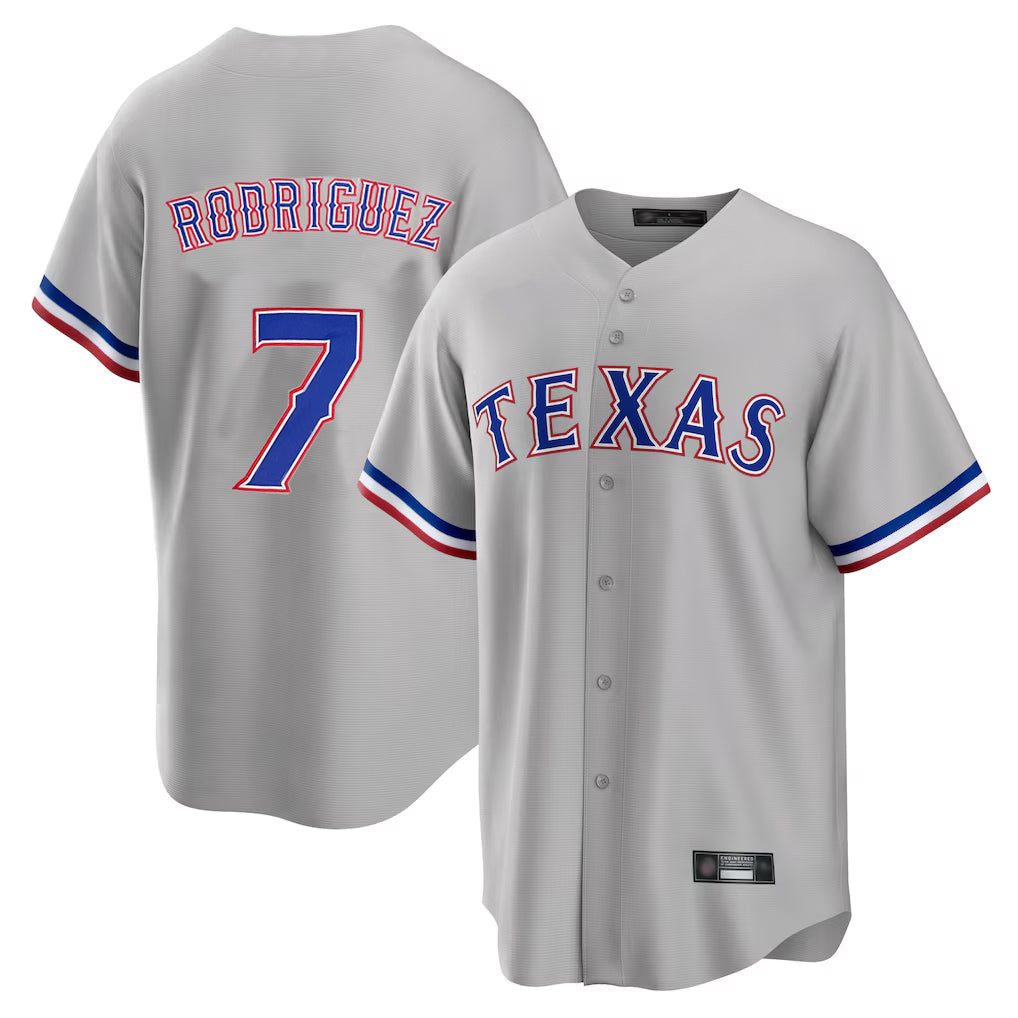 Choea T.Rangers #7 Ivan Rodriguez Player Gray Home Game Stitched Jerseys