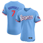 Choea T.Rangers #7 Ivan Rodriguez Player Light Blue Limited Home Elite Stitched Jerseys