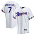 Choea T.Rangers #7 Ivan Rodriguez Player White Home Game Stitched Jerseys