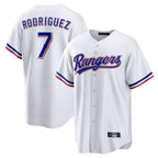 Choea T.Rangers #7 Ivan Rodriguez Player White Home Game Stitched Jerseys