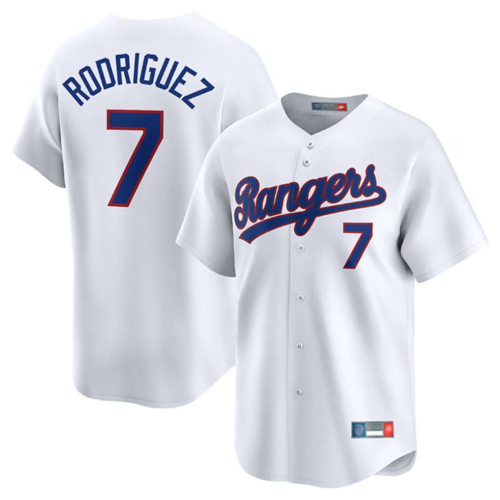 Choea T.Rangers #7 Ivan Rodriguez Player White Home Limited Stitched Jerseys