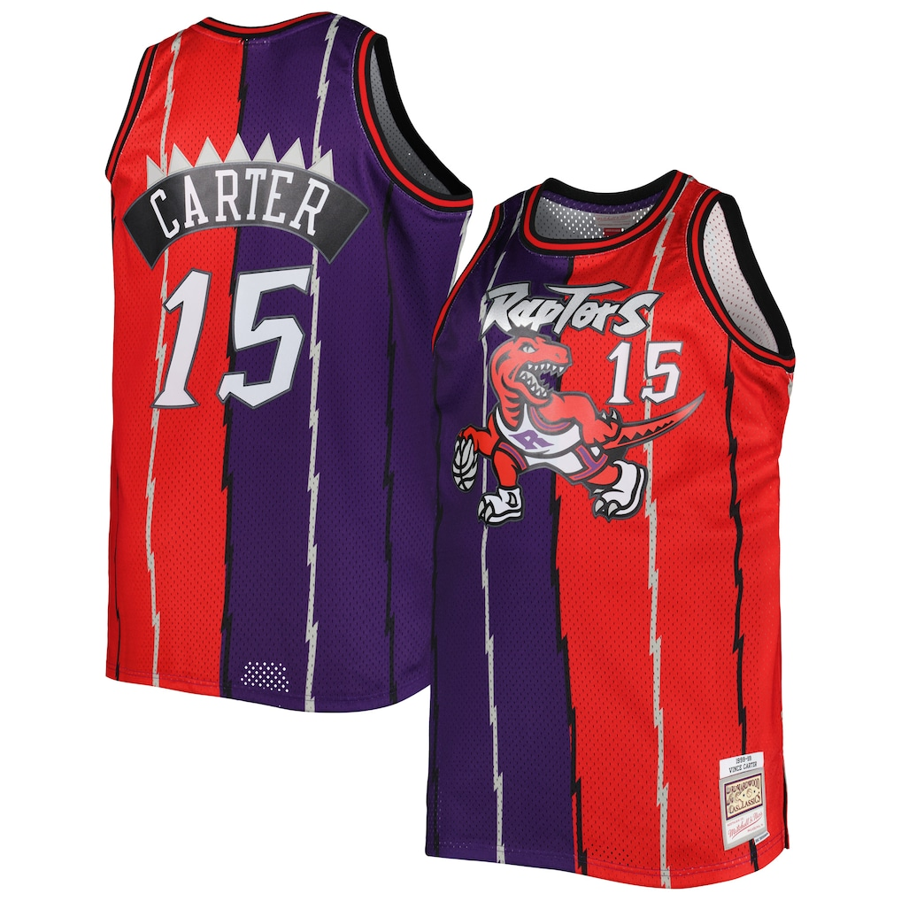 Choea T.Raptors Mitchell & Ness Purple Red Big & Tall Hardwood Classics 1998-99 Split Swingman Jerseys