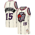 Choea T.Raptors #15 Vince Carter Mitchell & Ness Cream Chainstitch Swingman Jerseys