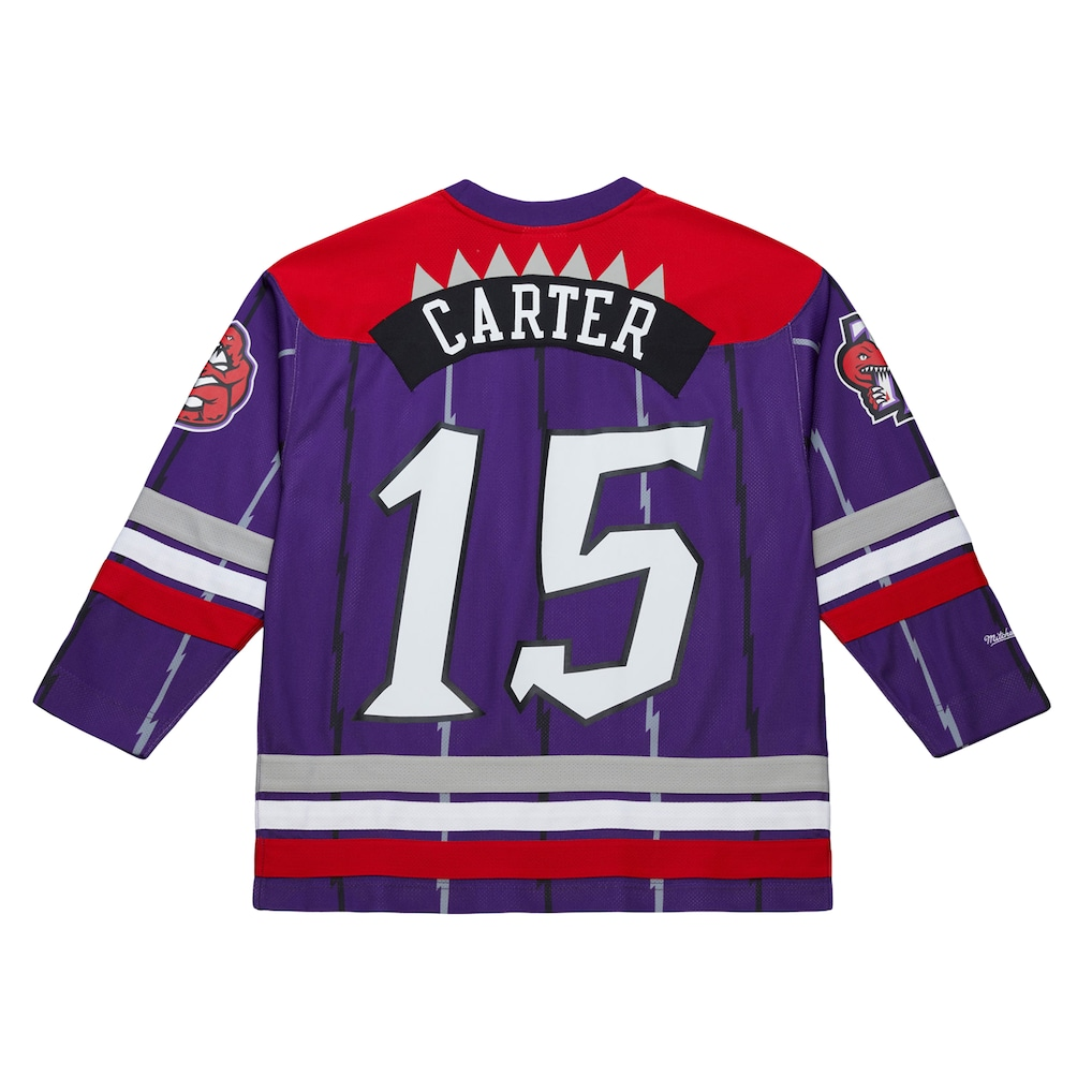 Choea T.Raptors #15 Vince Carter Mitchell & Ness Purple Maxxed Out Fashion Hockey Jerseys