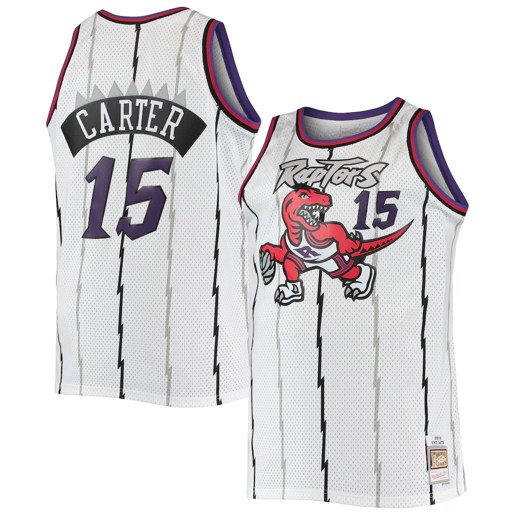 Choea T.Raptors #15 Vince Carter Mitchell & Ness White 1998-99 Big & Tall Hardwood Classics Swingman Jerseys