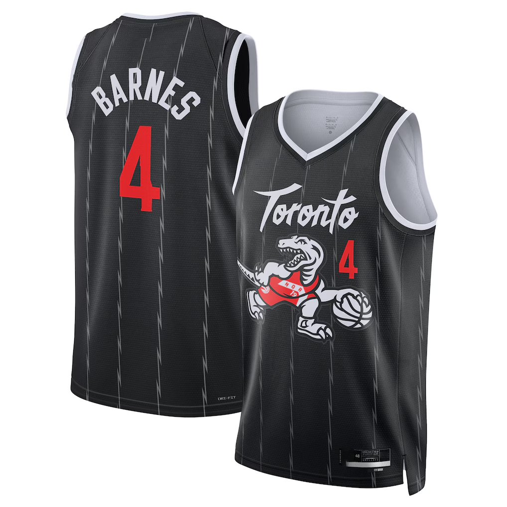 Choea T.Raptors #4 Scottie Barnes Black 2025-26 Swingman Jerseys - City Edition