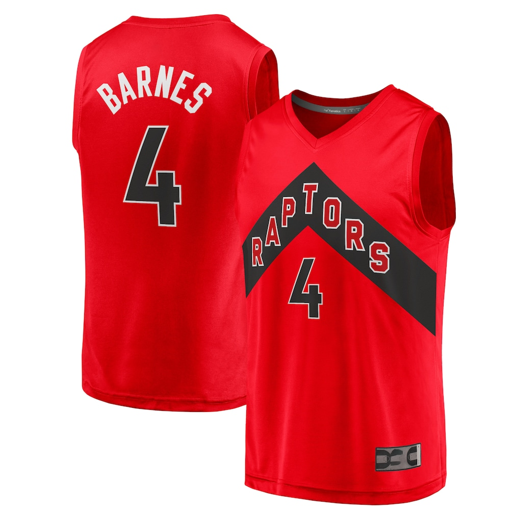 Choea T.Raptors #4 Scottie Barnes Red Fast Break Replica Jerseys - Icon Edition