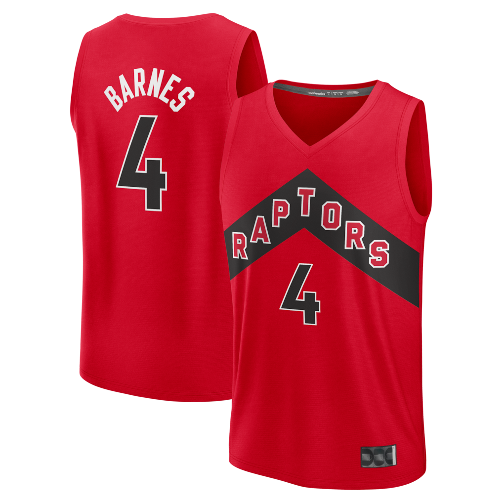Choea T.Raptors #4 Scottie Barnes Red Fast Break Replica Jerseys - Icon Edition