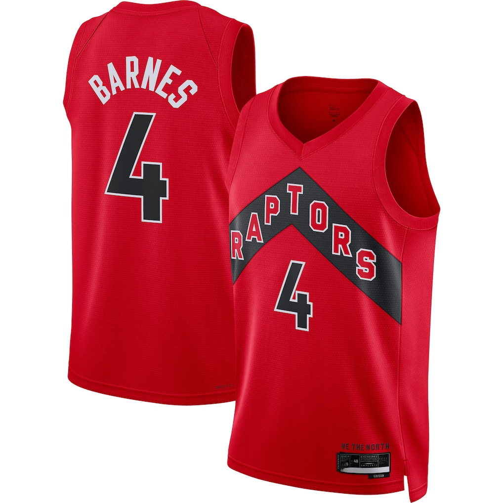 Choea T.Raptors #4 Scottie Barnes Red Swingman Jerseys - Icon Edition