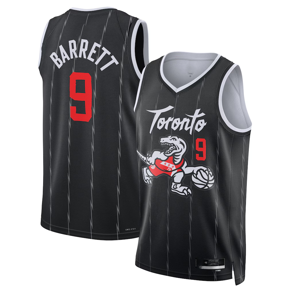 Choea T.Raptors #9 RJ Barrett Black 2025-26 Swingman Jerseys - City Edition