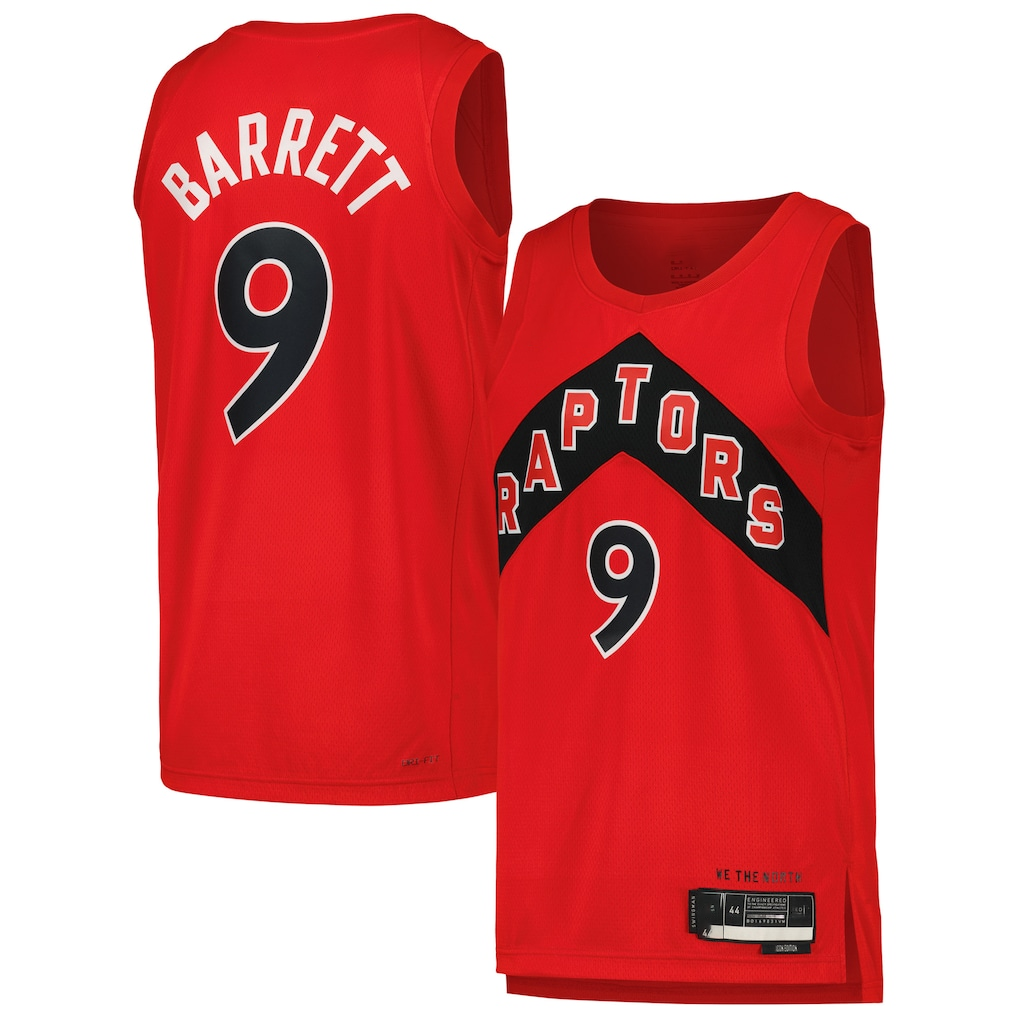 Choea T.Raptors #9 RJ Barrett Red Swingman Player Jerseys - Icon Edition