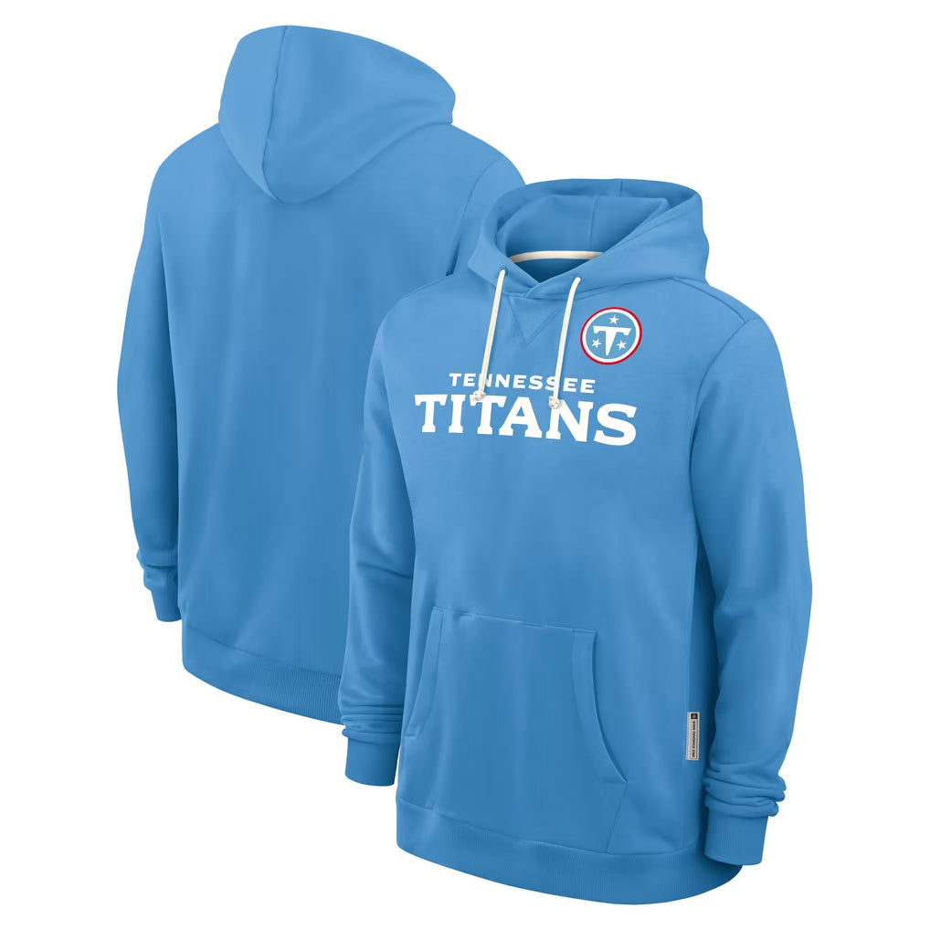 Choea T.Titans Light Blue LOGO Pullover Hoodies Home Game Blank Player Stitched Jerseys