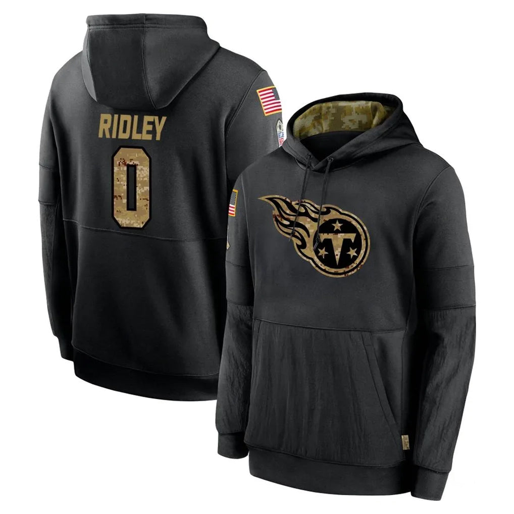 Choea T.Titans #0 Calvin Ridley Player Black Salute to Service Sideline Performance Pullover Hoodies Home Game Stitched Jerseys