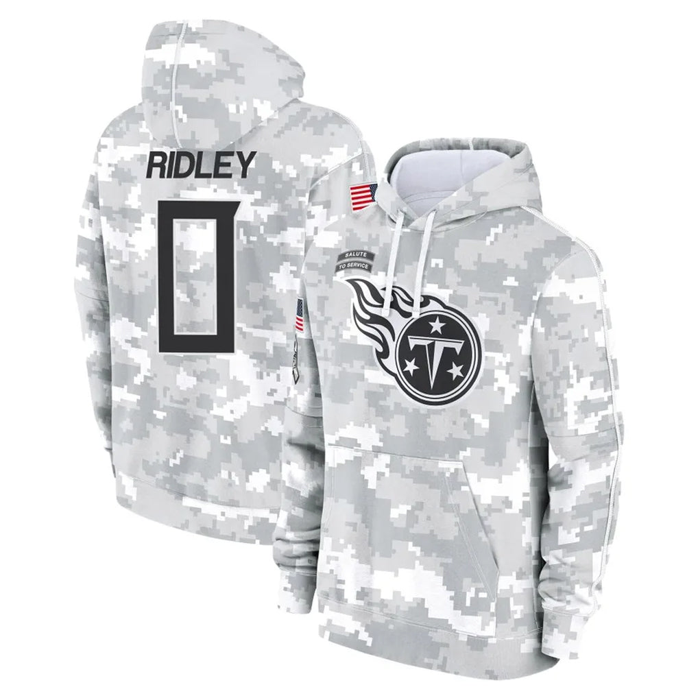 Choea T.Titans #0 Calvin Ridley Player Camo Arctic Salute to Service Pullover Hoodies Home Game Stitched Jerseys