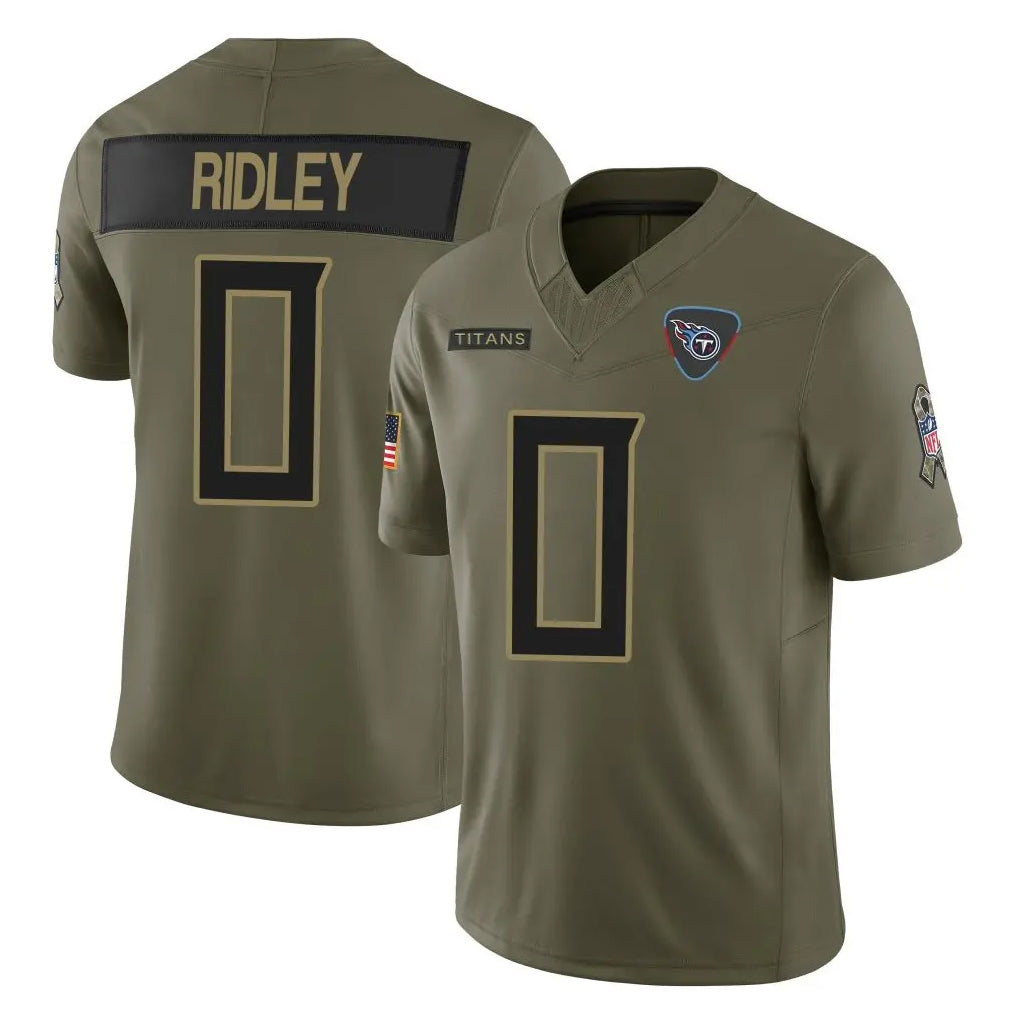 Choea T.Titans #0 Calvin Ridley Player Olive Limited 2025 Salute to Service Home Game Stitched Jerseys