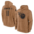 Choea T.Titans #11 Jermaine Johnson II Player Brown Salute To Service Club Pullover Hoodies Home Game Stitched Jerseys