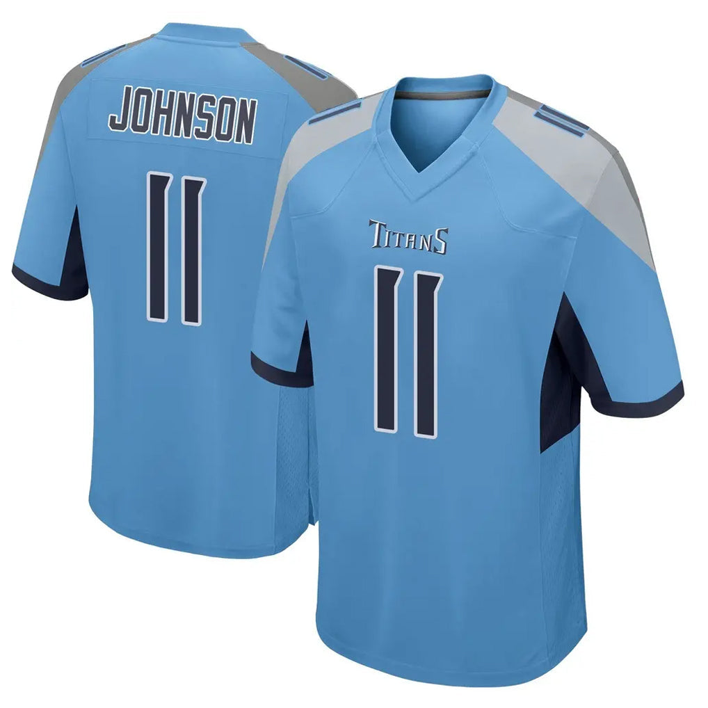 Choea T.Titans #11 Jermaine Johnson II Player Light Blue Home Game Stitched Jerseys