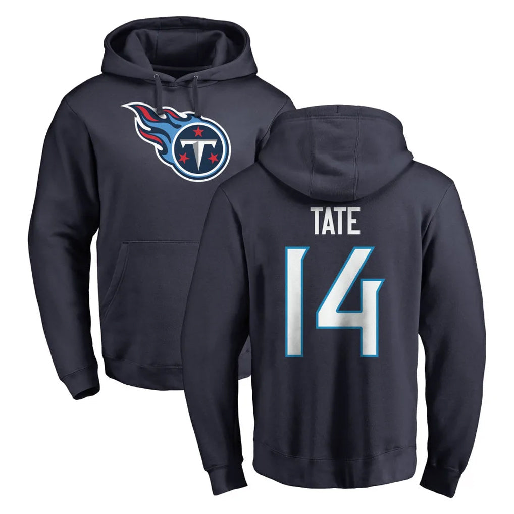 Choea T.Titans #14 Carnell Tate Player Navy Logo Pullover Hoodies Home Game Stitched Jerseys
